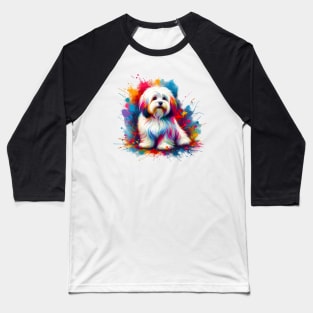 Coton de Tulear in Vivid Splash Color Art Baseball T-Shirt